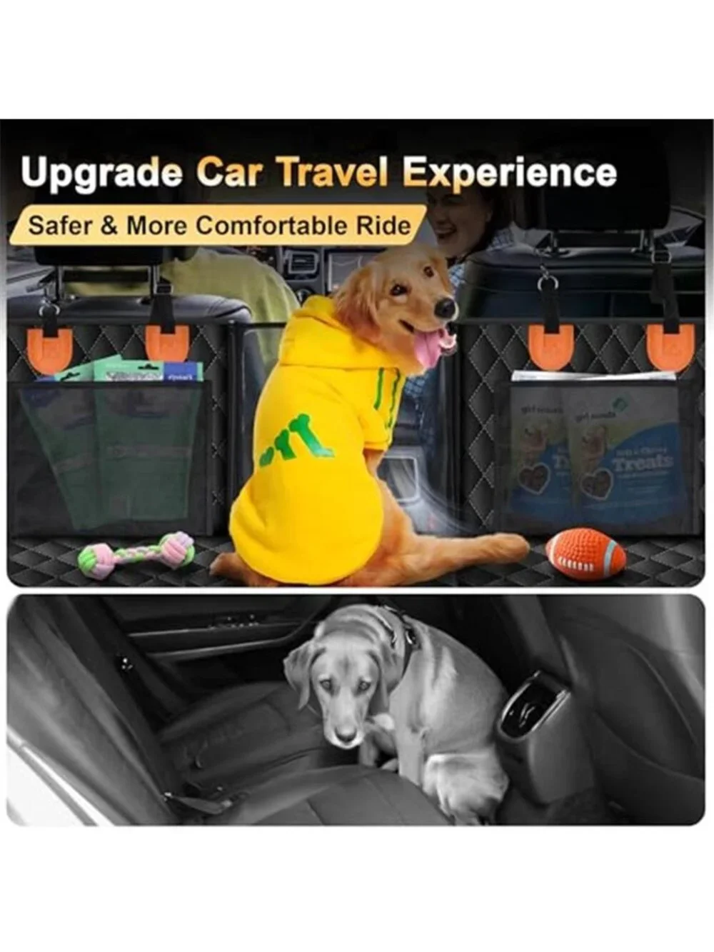 Back Seat Extender for Dogs, Holds 450 lbs, Hard Bottom Waterproof Dog Car Seat